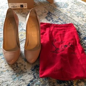 Christian Loubutin nude patent leather heels